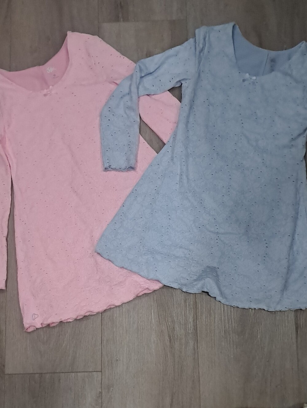 Justice Girls Eyelet Tunic Dresses - Pink & Light Blue